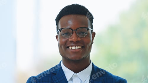 Preview: Portrait, business and black man with a smile, glasses and accountant with confidence, entrepreneur