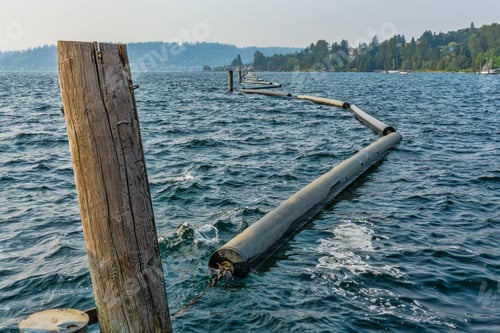 Preview: A View Of Pontoons That Create A Divide On Lake Washington Near Renton, Washington.