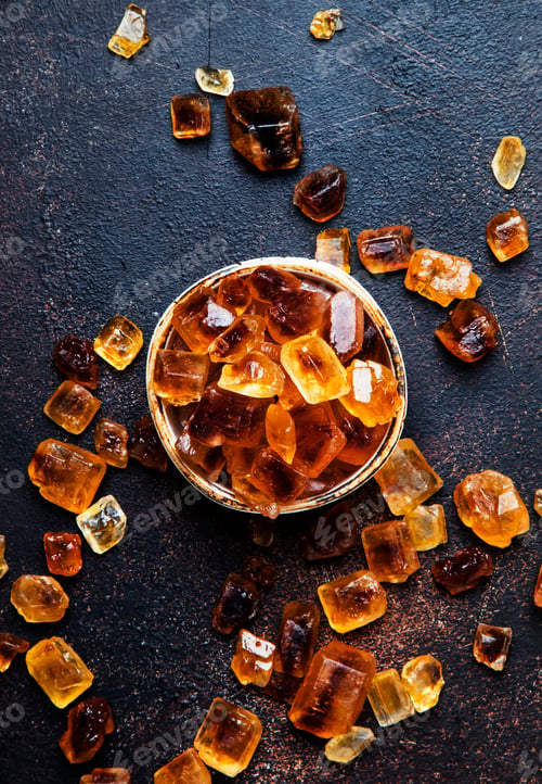 Preview: Brown candy cane sugar, top view