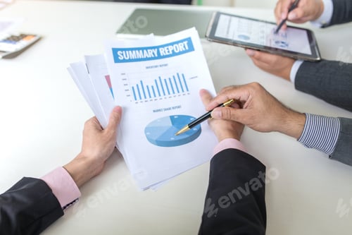 Preview: Teamwork process, business people working in the office discussing documents and ideas at meeting