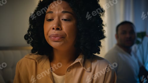 Preview: Suffering upset sad depressed anxious frustrated domestic violence victim African American woman
