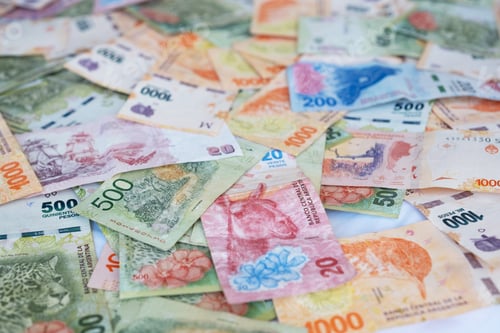 Preview: Currency notes of Argentine peso cash.Economic,financial crisis in Argentina, economy, money