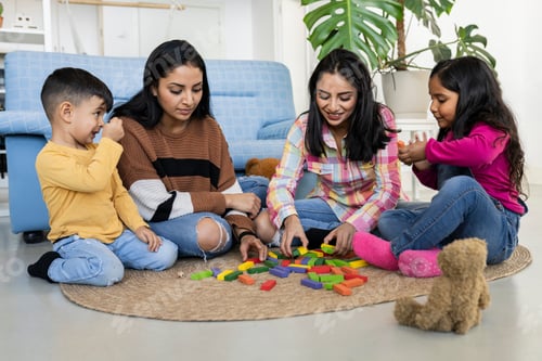 Preview: Family concept children gay parents. Happy multi-ethnic female