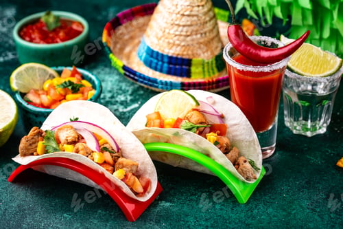 Preview: Cinco de Mayo concept with traditional Mexican food