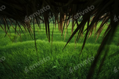 Preview: Rain falls from the roof of leaves into the rice fields.