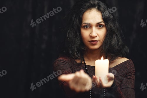 Preview: Portrait of fortune-teller in a dark room