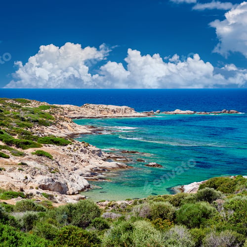 Preview: Beautiful beach and rocky coastline landscape in Greece