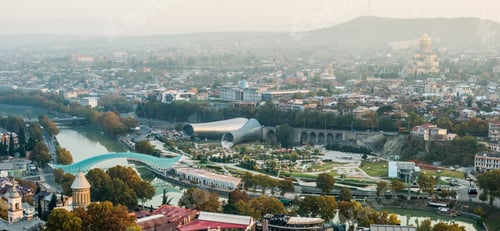 Preview: beautiful sunset cityscape of Tbilisi