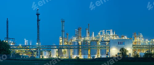 Preview: Chemical Plant Panorama At Night