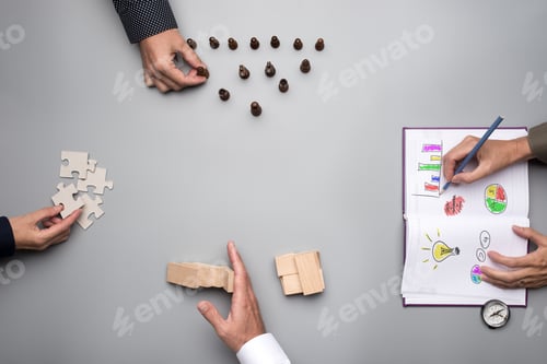 Preview: Top view of business planning and brainstorming concept