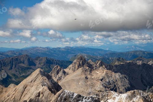 Preview: Panoramic view from the top of the Marmolada Glacier, Dolomites, South Tyrol, Italy.
