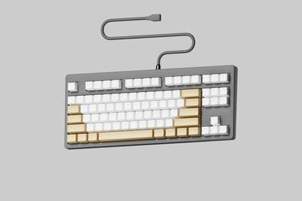 Visualização: Teclado mecânico com fio - cinza e bege