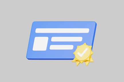 Preview: Blue card with white text boxes and yellow starburst icon