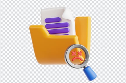 Preview: 3D Folder Error Icon with Sad Face