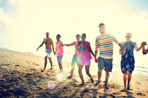 Preview: Diverse Young People Fun Beach Concept