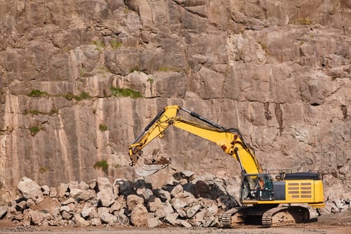 Preview: Excavator working on a stone quarry. Geological and mineral excavation