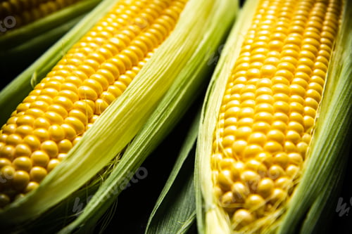 Preview: Fresh corn on black table.