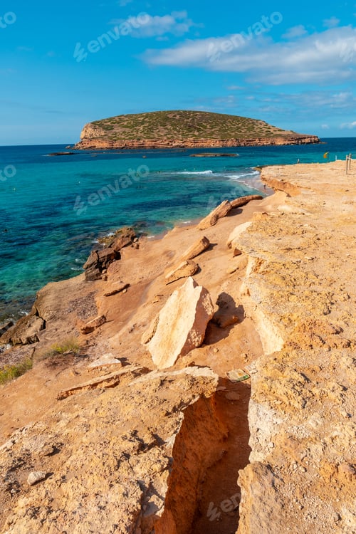 Preview: Cala Comte beach in the southwest of the island of Ibiza. Ideal beach for sunset. Balearic