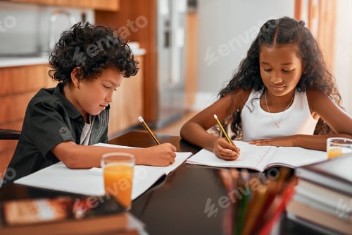 Preview: Shot of a sister and brother doing their homework together
