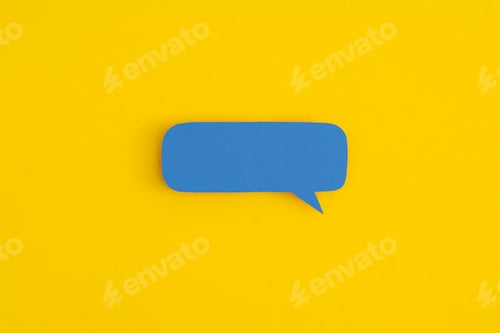 Preview: Paper speech bubble on a yellow background.