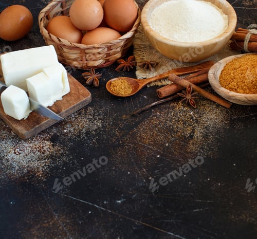 Preview: Ingredients and utensils for baking cookies