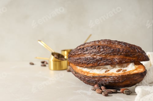 Preview: Concept of fresh and aromatic food - cacao beans