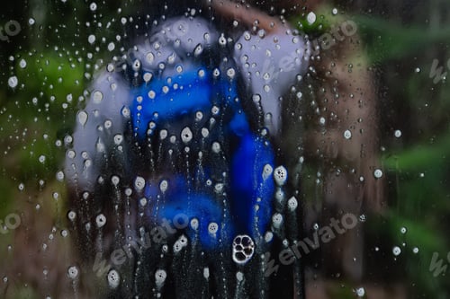 Preview: Background Wet- Raindrop Realistic. Water Splash Shower- Bad Weather. Window- Soap Foam. Rainwater