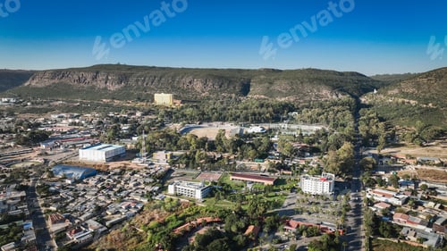 Preview: Aerial view of Lubango City showcasing the landscape, buildings, and surrounding nature in Angola