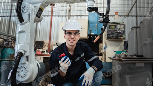Preview: Industrial engineers are in charge of controlling the automated robot arms machine welding robots.
