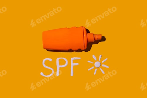 Preview: Sunscreen SPF cream on yellow background