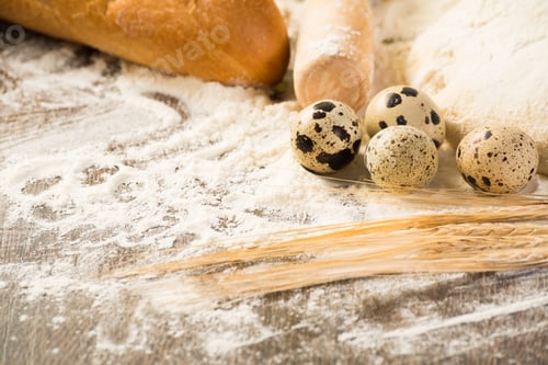 Preview: flour, eggs, white bread, wheat ears