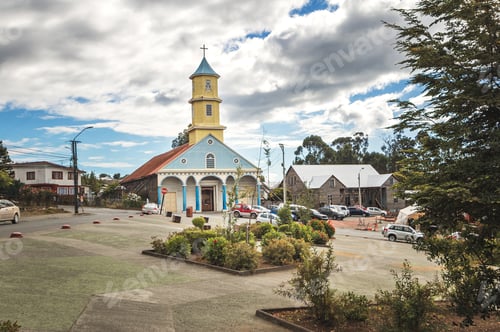 Preview: Chonchi Church at Plaza de Armas Square - Chonchi, Chiloe Island, Chile