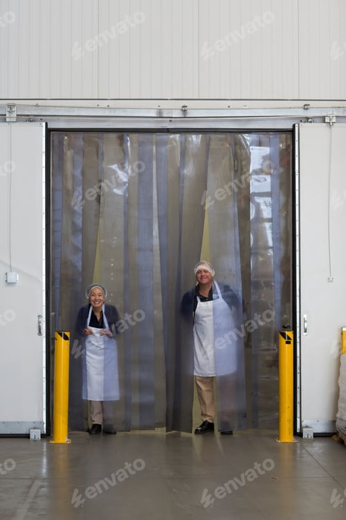 Preview: Factory workers by distribution warehouse loading bay