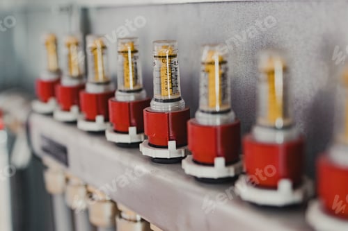 Preview: Underfloor heating control valves measuring water consumption in a building