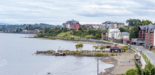Preview: Cityscape panoramic view of Puerto Varas City, Region los Lagos Chile