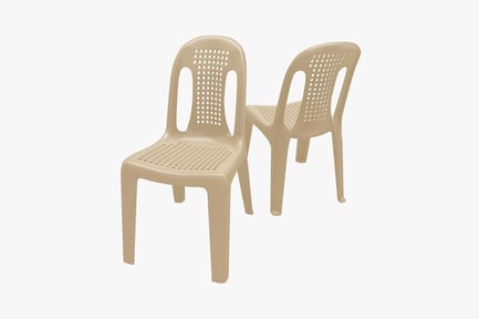 Preview: Perforated plastic chairs with curved backrests