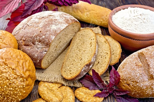 Preview: Bread and biscuits amaranth with flour and flower on board