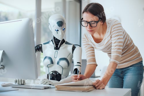 Preview: Woman and AI robot working together