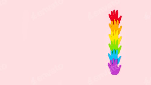 Preview: Tolerance, kindness, cooperative, friendship, charity humanitarian aid day concept. Many rainbow