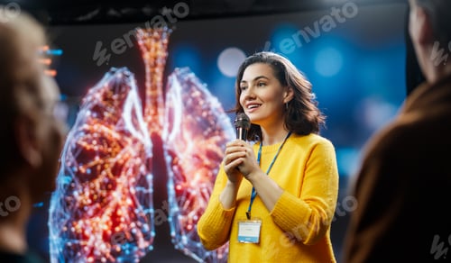 Preview: woman is giving a presentation at conference