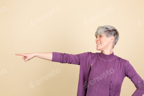 Preview: Studio portrait of european woman