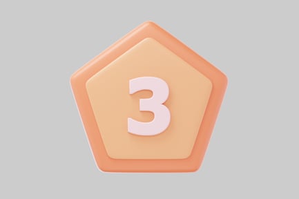 Preview: Stylized number three in a hexagonal frame