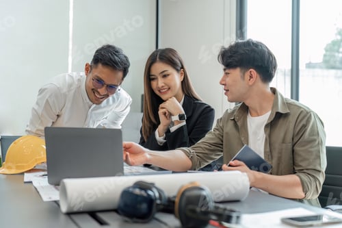 Preview: Construction and structure of Engineer or architect meeting for project working with partner and