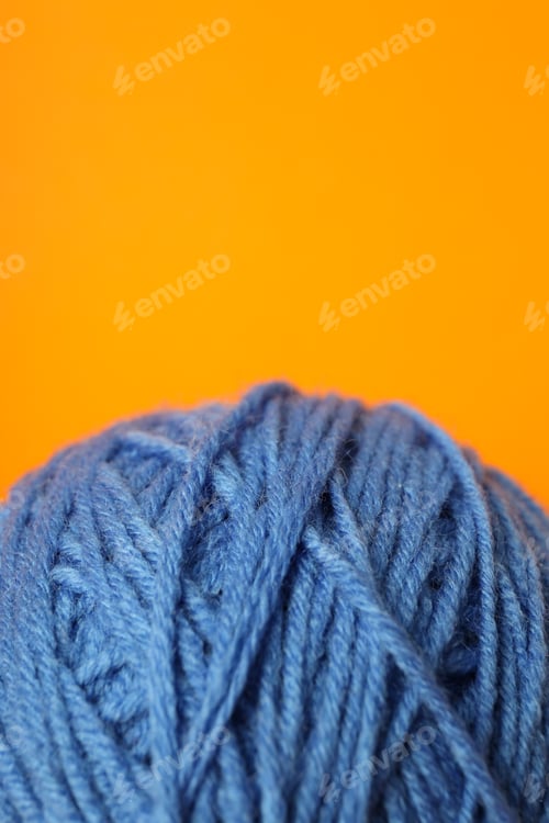 Preview: Blue Yarn Texture on Orange Background