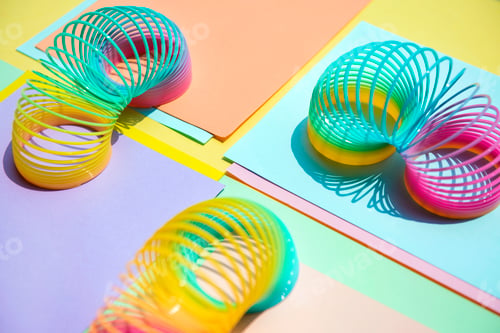 Preview: Closeup of rainbow spring toy background