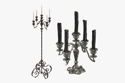 Ornate Candelabras: Mantel and Floor Set