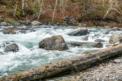 Preview: Water Flows Over Rocks To Create Whitewater In The Green River In Washington State.