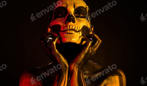 Preview: Pretty girl with skeleton makeup