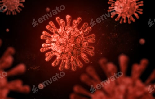 Preview: Illustration of red Corona virus. 3d corona virus background.
