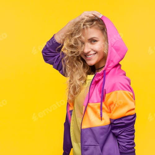 Preview: Stylish sportive girl on orange